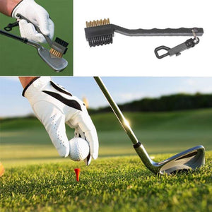 Double Sided Golf Cleaner Brush For Wood & Iron Clubs With Clip