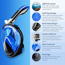Load image into Gallery viewer, Full Face Anti-Fog Snorkeling &amp; Diving Mask Free Breathing Panoramic Scuba Mask